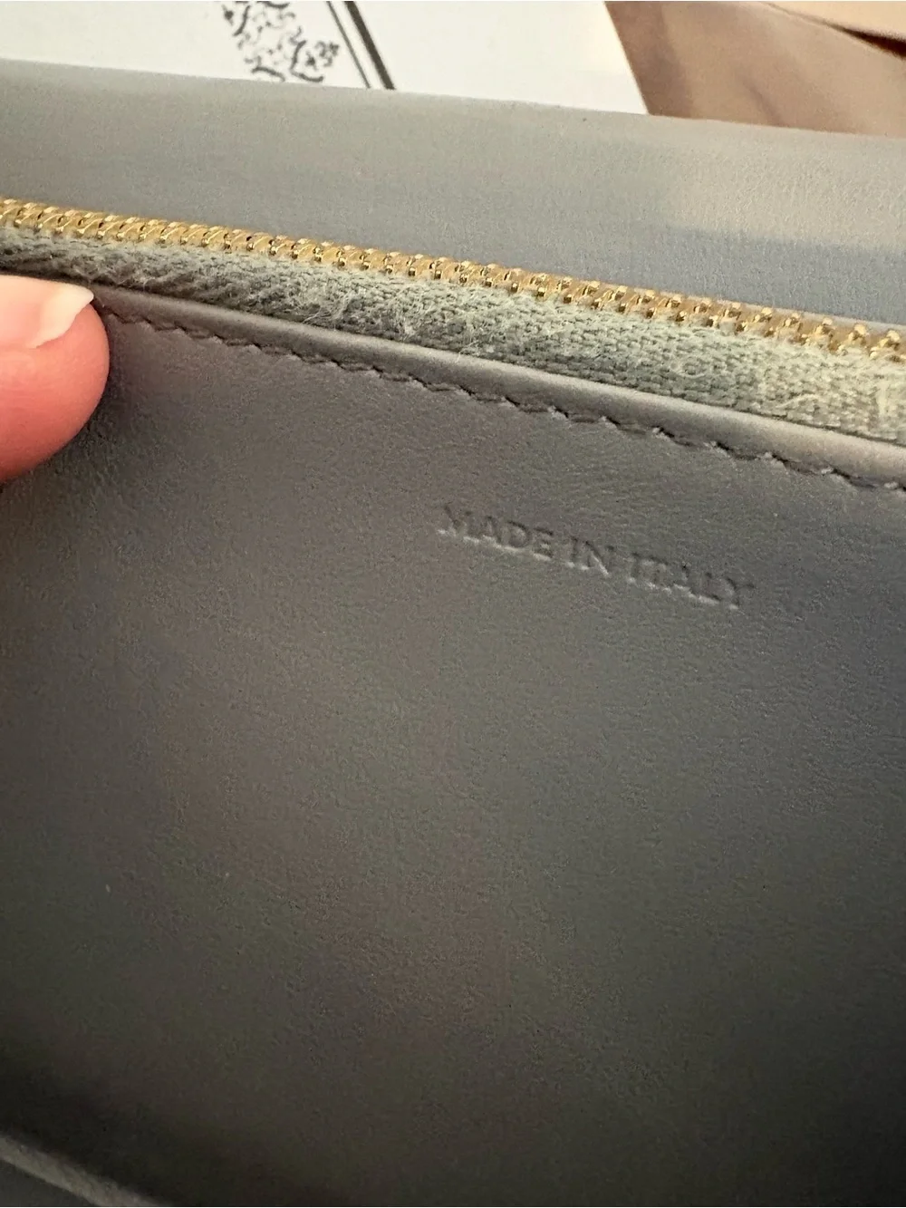 Celine Gray Leather Chain Wallet - Sleek Crossbody Clutch